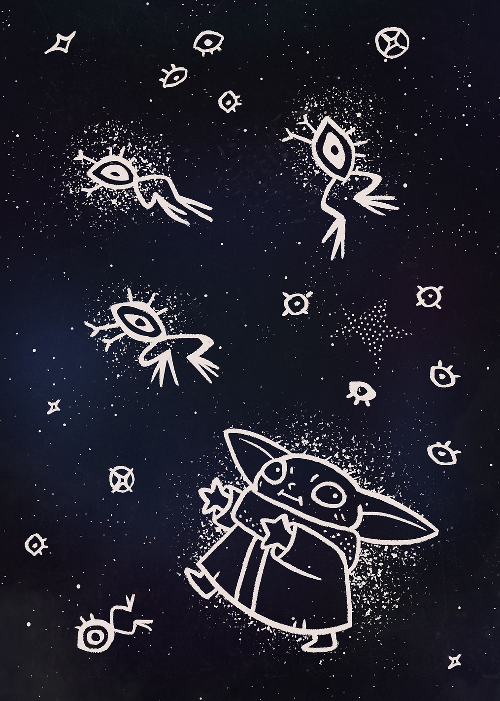 Grogu Chasing Stars: постер из коллекции Star Wars