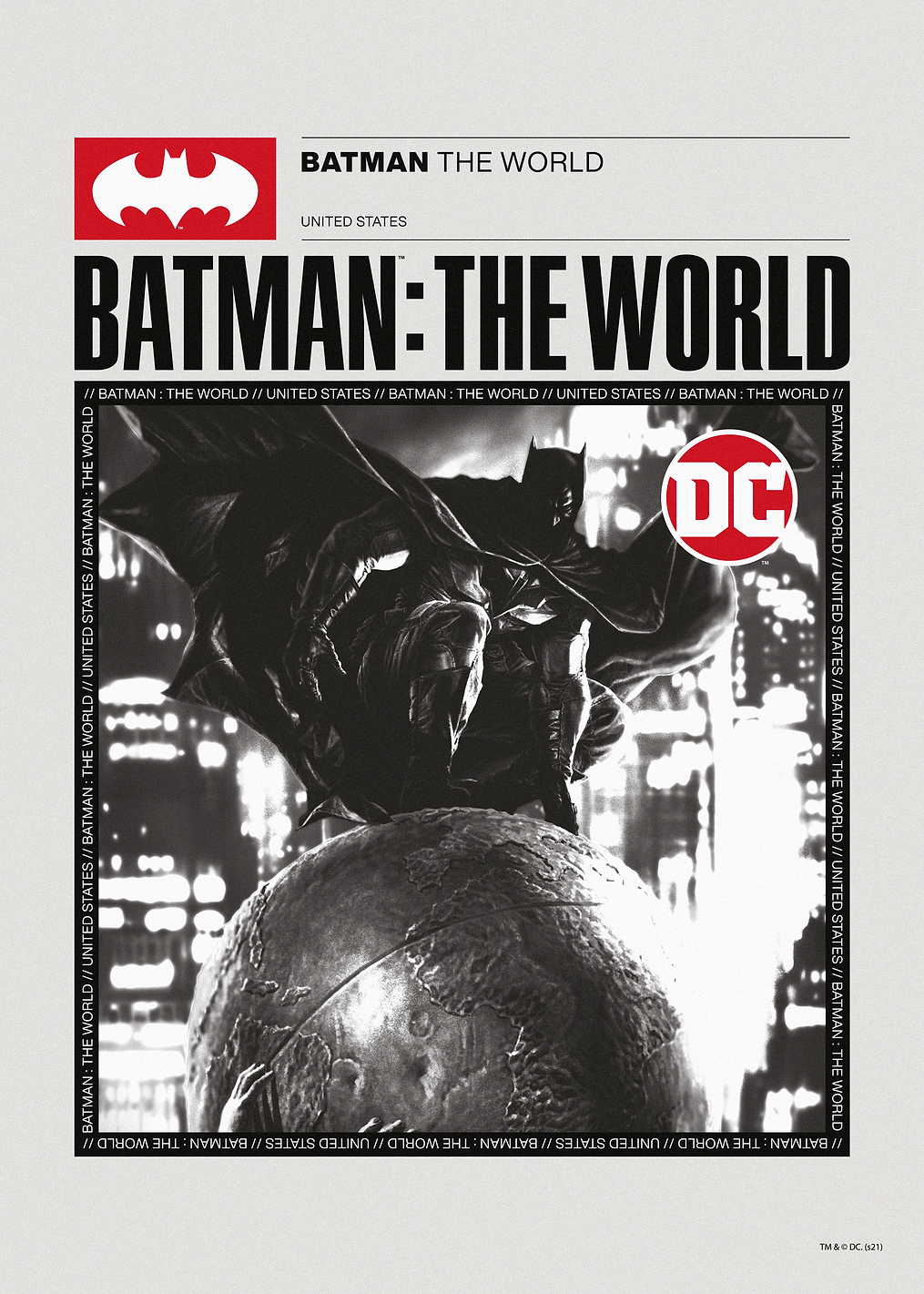 Batman The World BW United States: постер из коллекции DC Comics