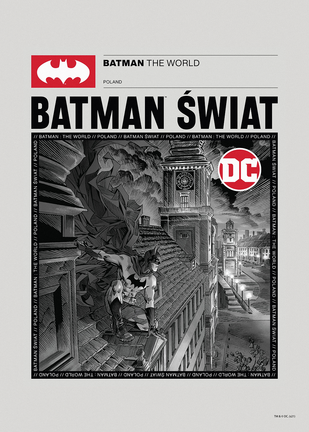 Batman The World BW Poland: постер из коллекции DC Comics