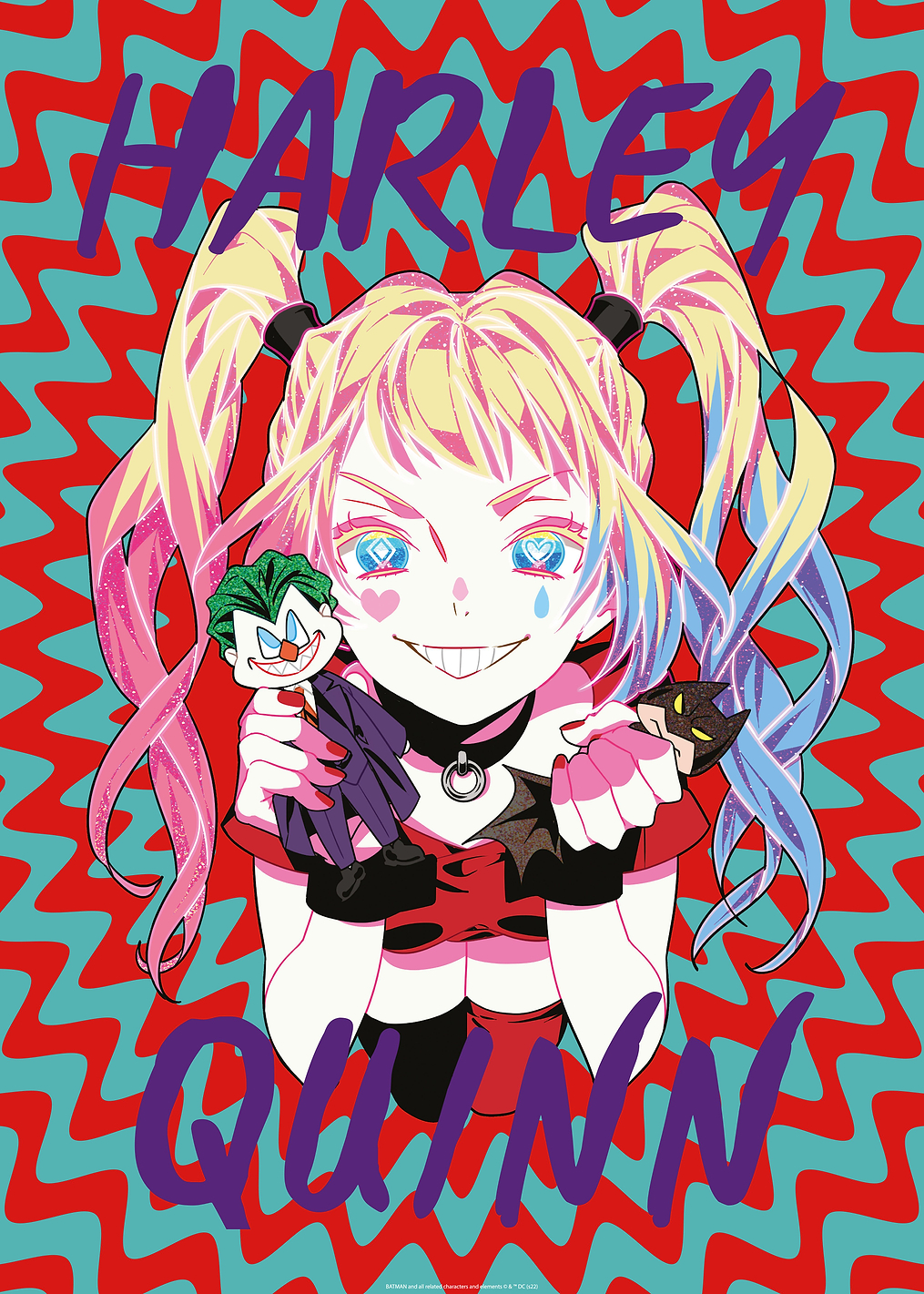 Harley with Joker and Batman doll: постер из коллекции DC Comics