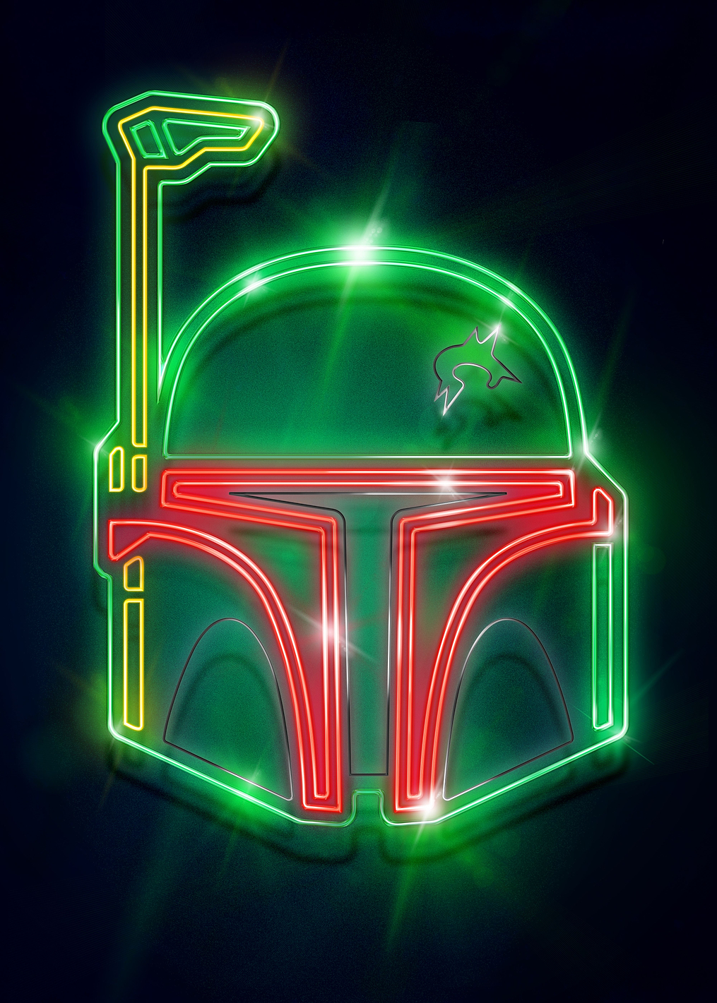 Boba Fett neon: постер из коллекции Star Wars