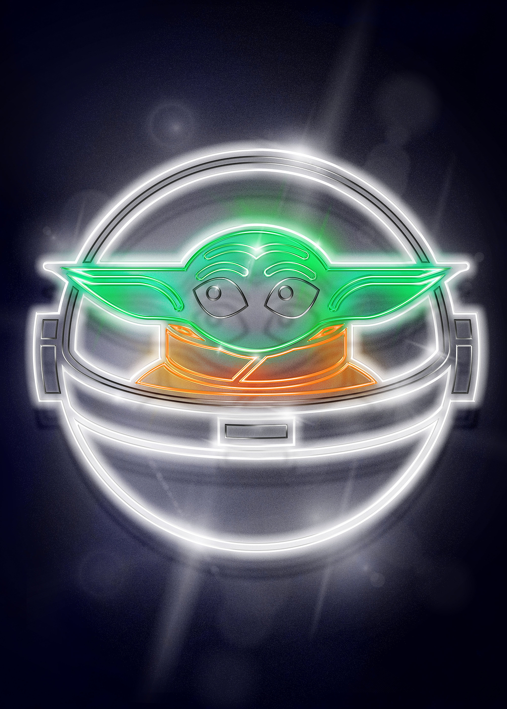 Grogu neon: постер из коллекции Star Wars