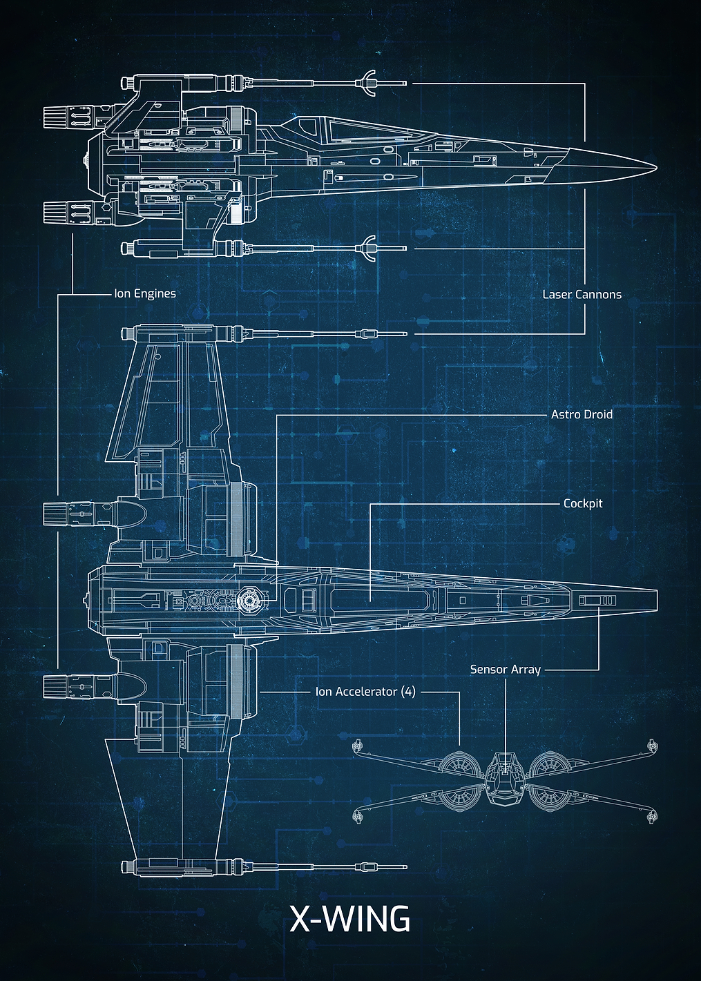 X-Wing Blueprint: постер из коллекции Star Wars