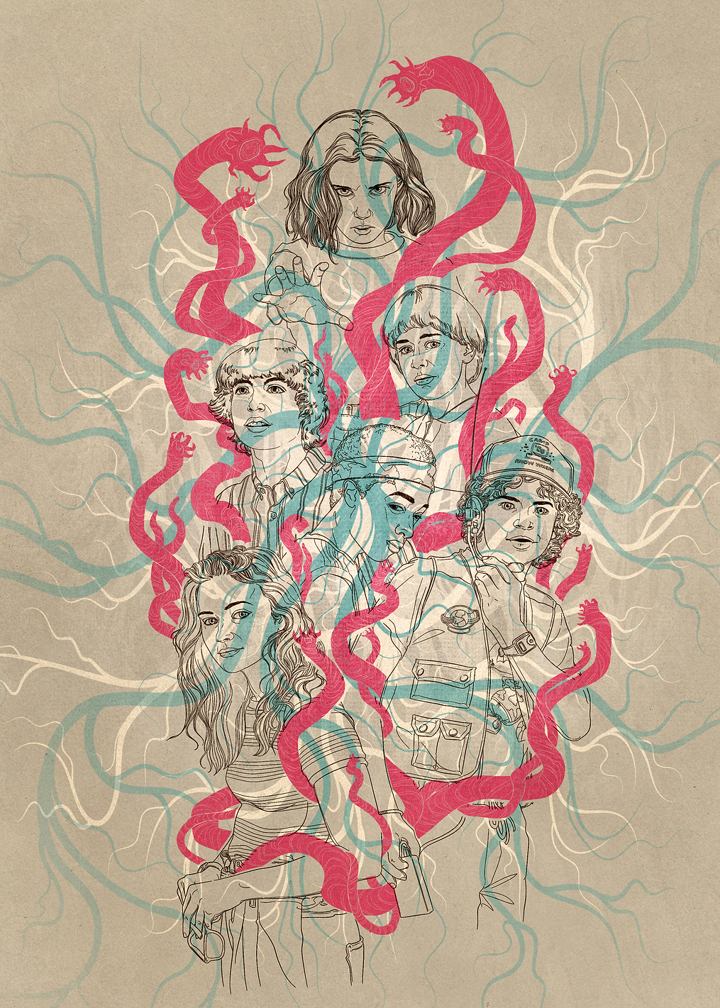 S3 Characters Illustration: постер из коллекции Stranger Things Series