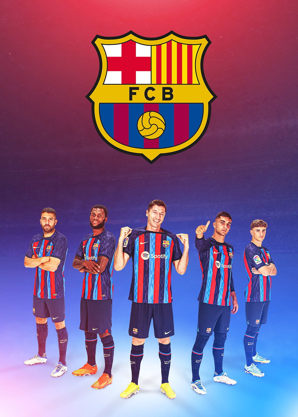 Lewandowski team big logo: постер из коллекции Barça