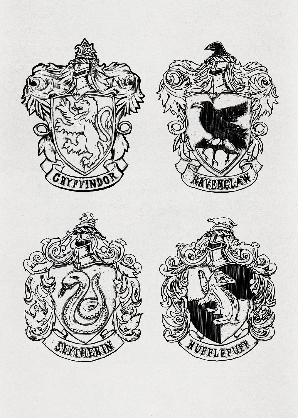 Hogwarts Houses White: постер из коллекции Wizarding World