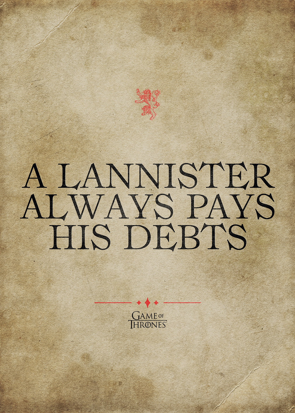 Lannister Always Pays...: постер из коллекции Game of Thrones