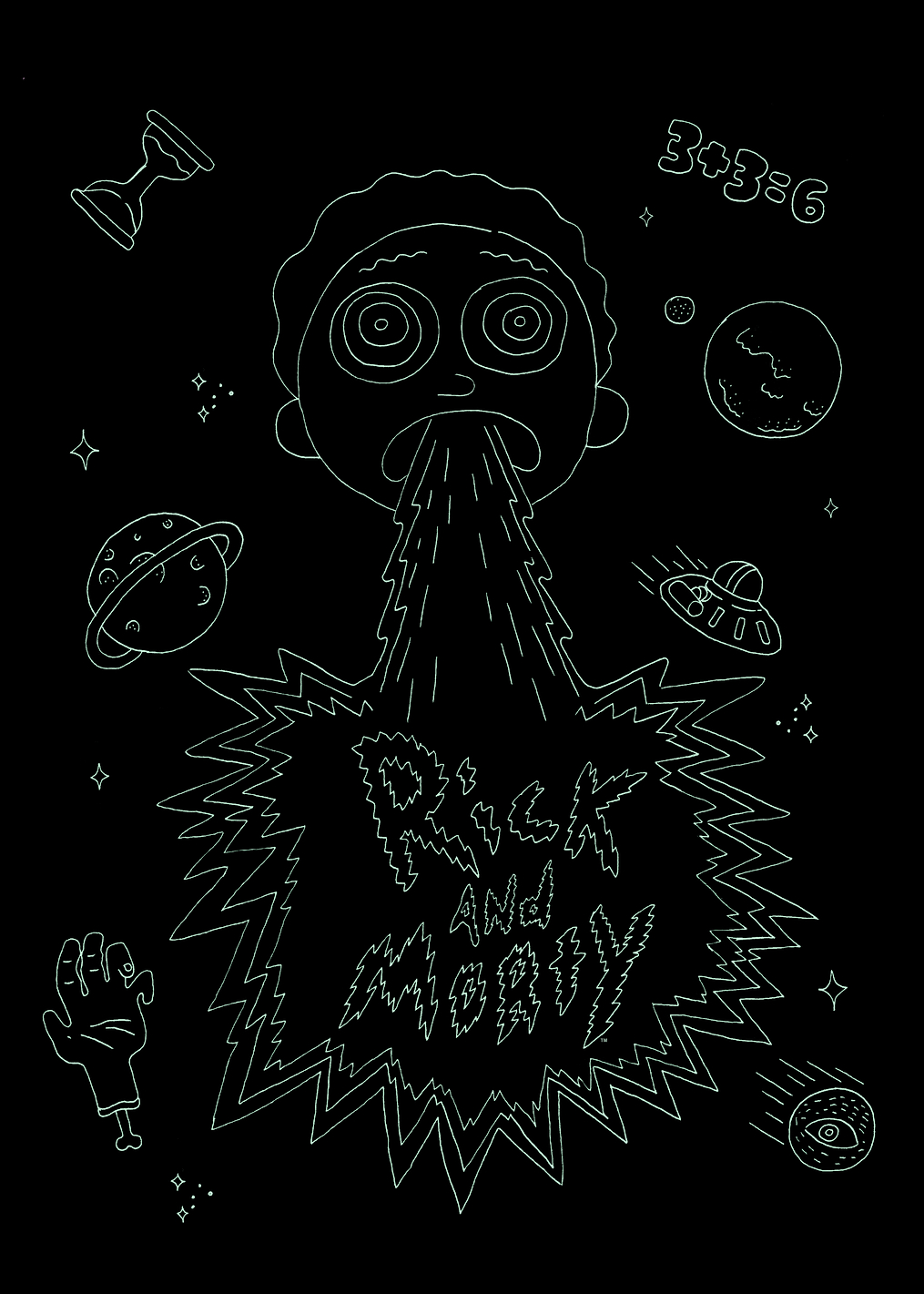 Vaporwave Morty Outline: постер из коллекции Rick and Morty