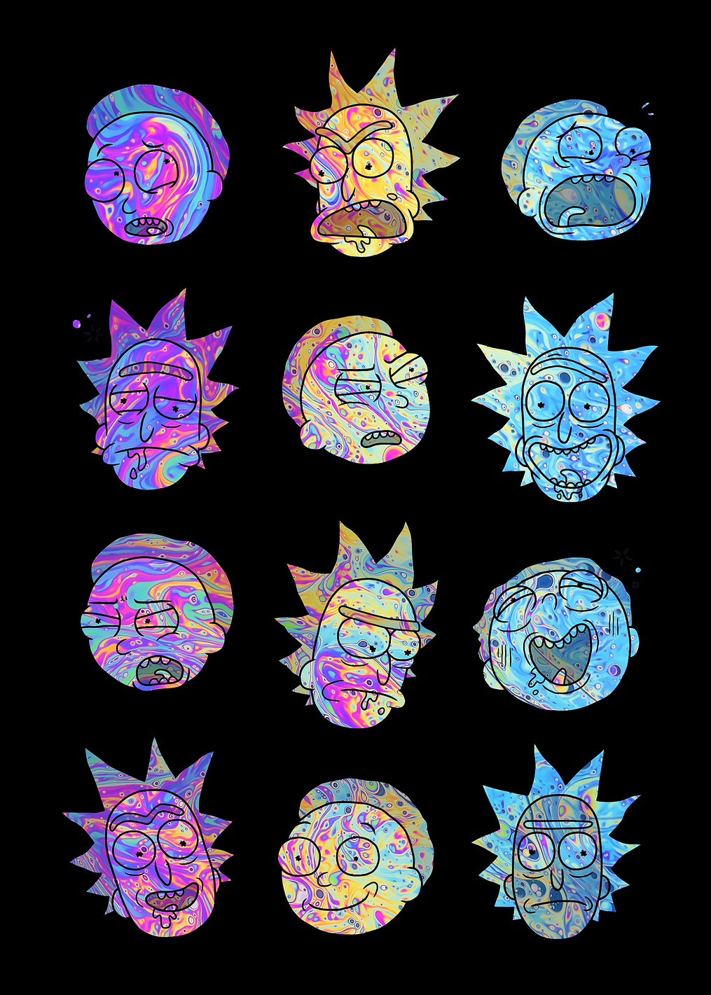 Vaporwave Heads: постер из коллекции Rick and Morty