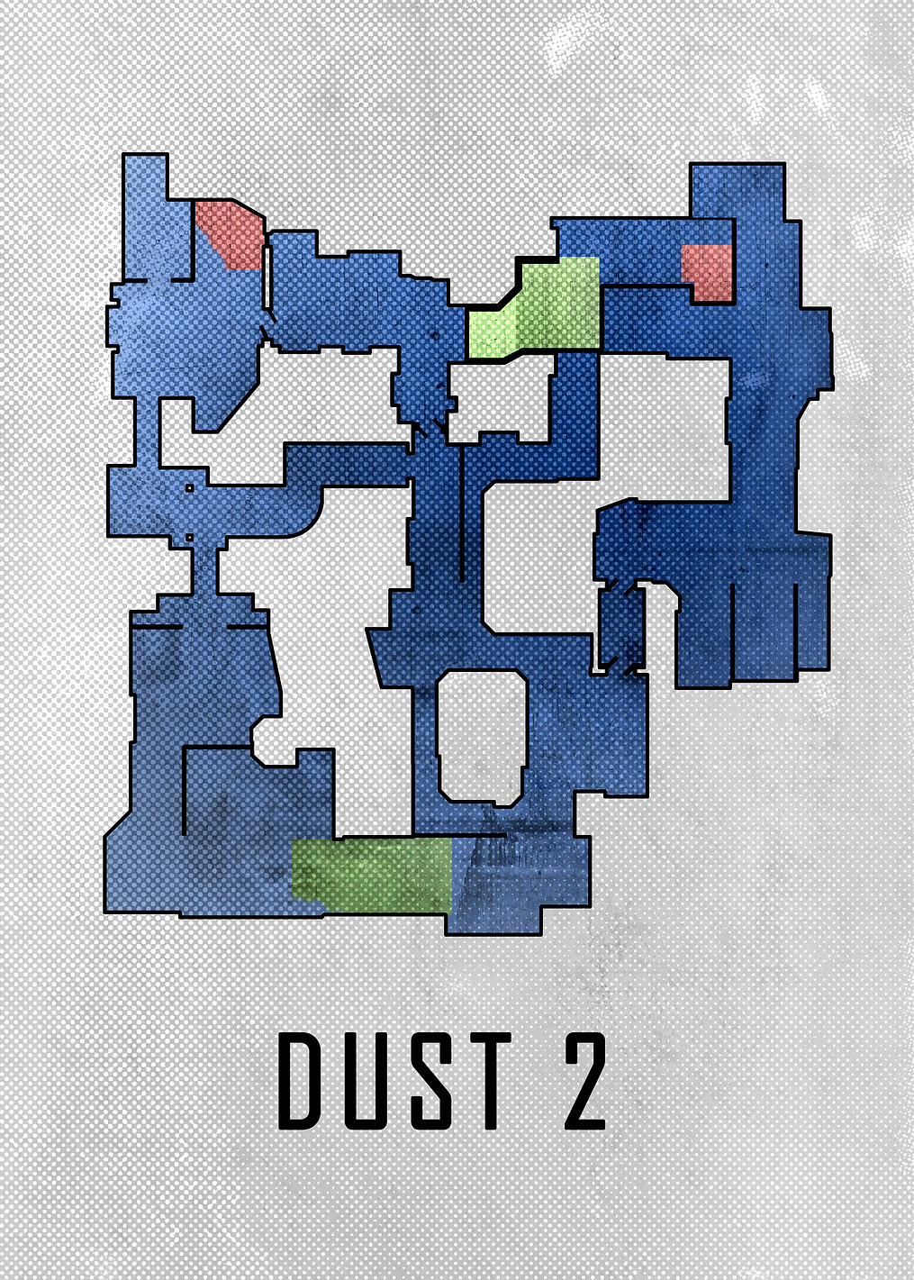 Dust2 Map White And Blue: постер из коллекции Counter-Strike