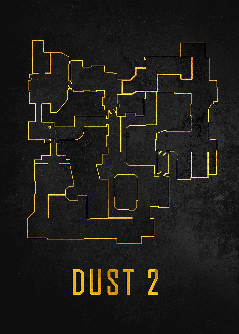 Dust2 Map Black And Gold: постер из коллекции Counter-Strike
