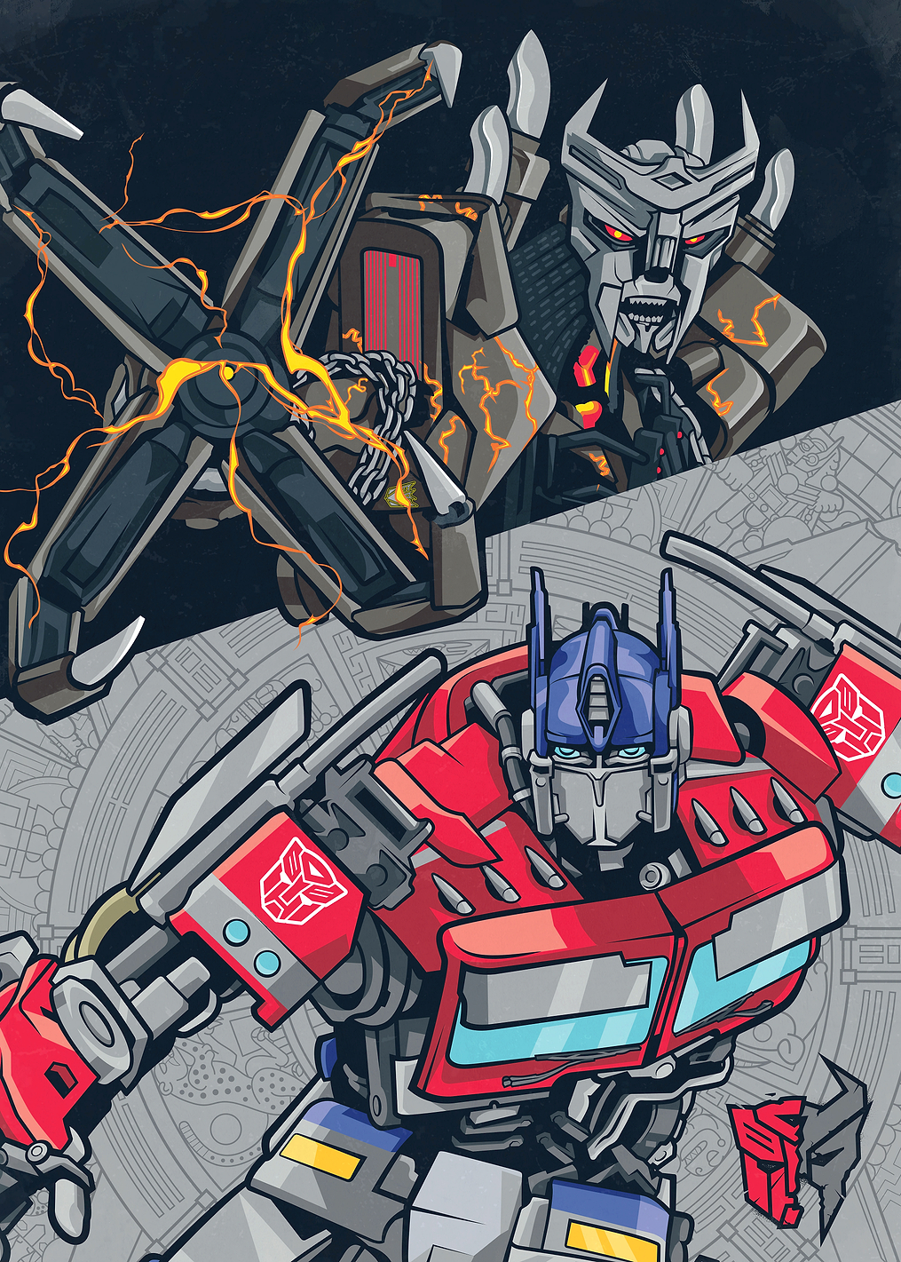 Scourge vs. Optimus Prime: постер из коллекции Transformers