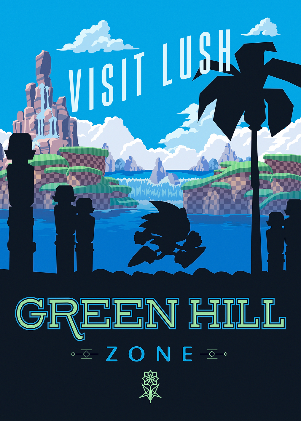 Visit Lush Green Hill Zone: постер из коллекции Sonic the Hedgehog