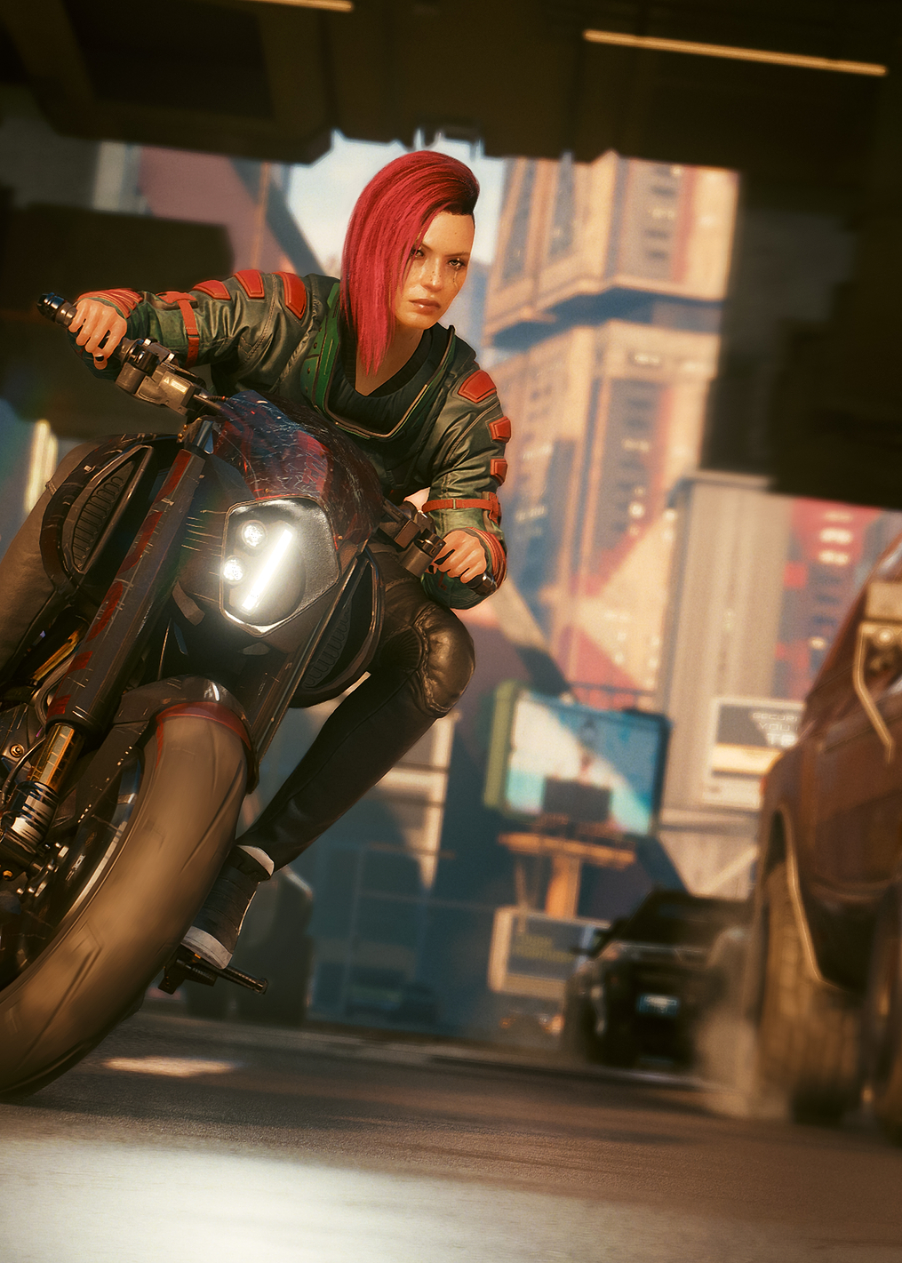 V on the Motorcycle: постер из коллекции Cyberpunk 2077
