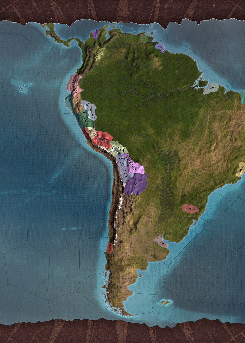South America Brown Map: постер из коллекции Europa Universalis IV