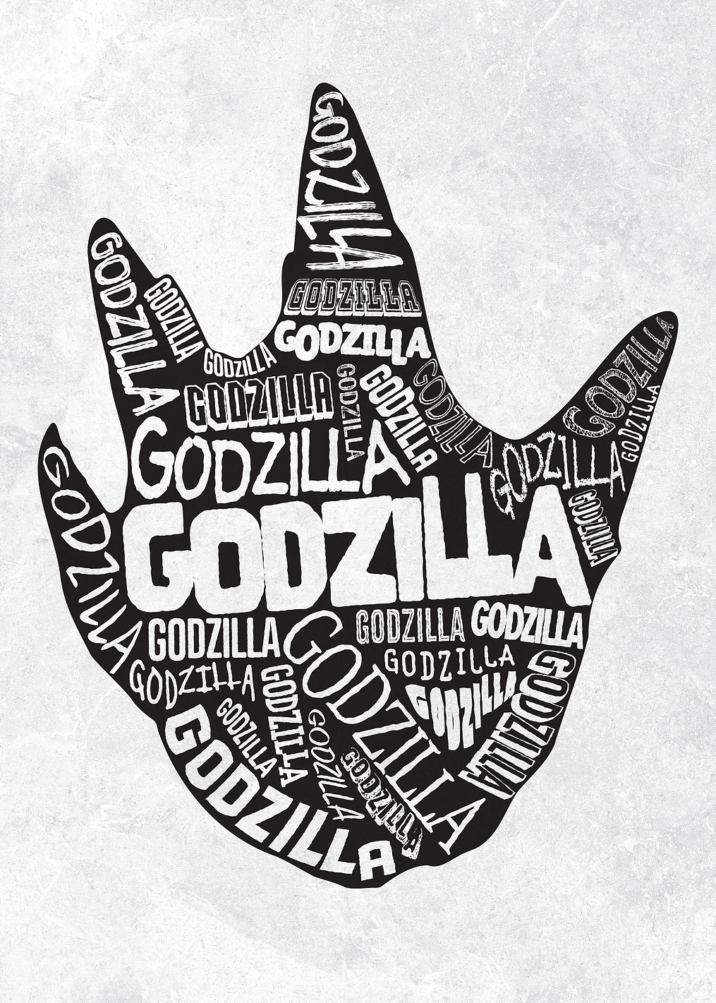 Godzilla B&W Handprint: постер из коллекции Godzilla x Kong. The New Empire
