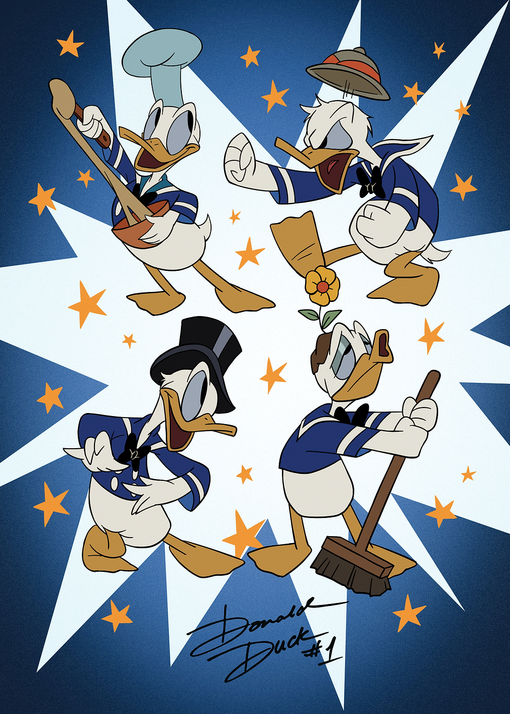 Multi Donald Stars: постер из коллекции Mickey & Friends