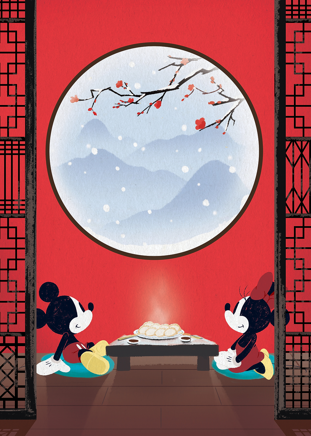 Snowy Window Scene: постер из коллекции Mickey & Friends