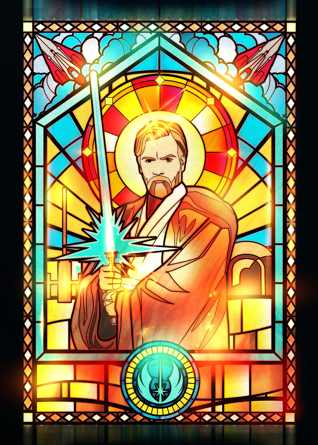 Obi-Wan Stained Glass: постер из коллекции Star Wars