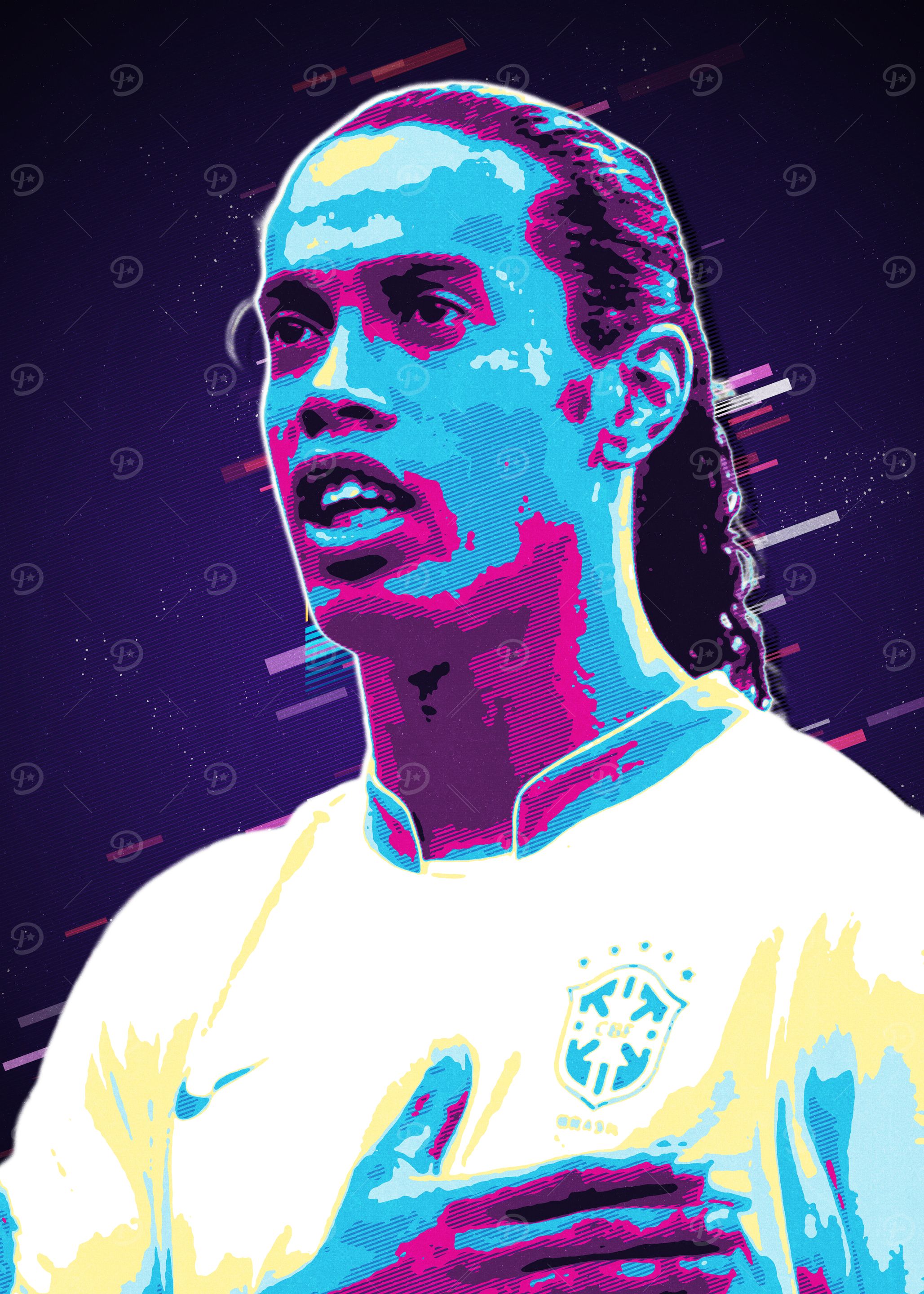 Ronaldo Nazario Retro Art: постер из коллекции Роналдо Назарио