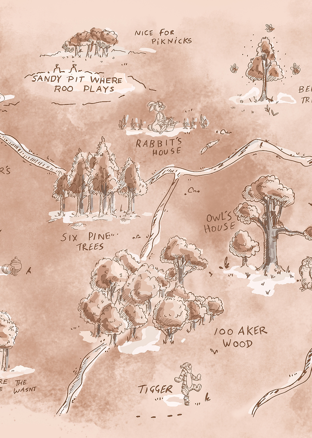 Hundred Acre Wood Sepia: постер из коллекции Disney