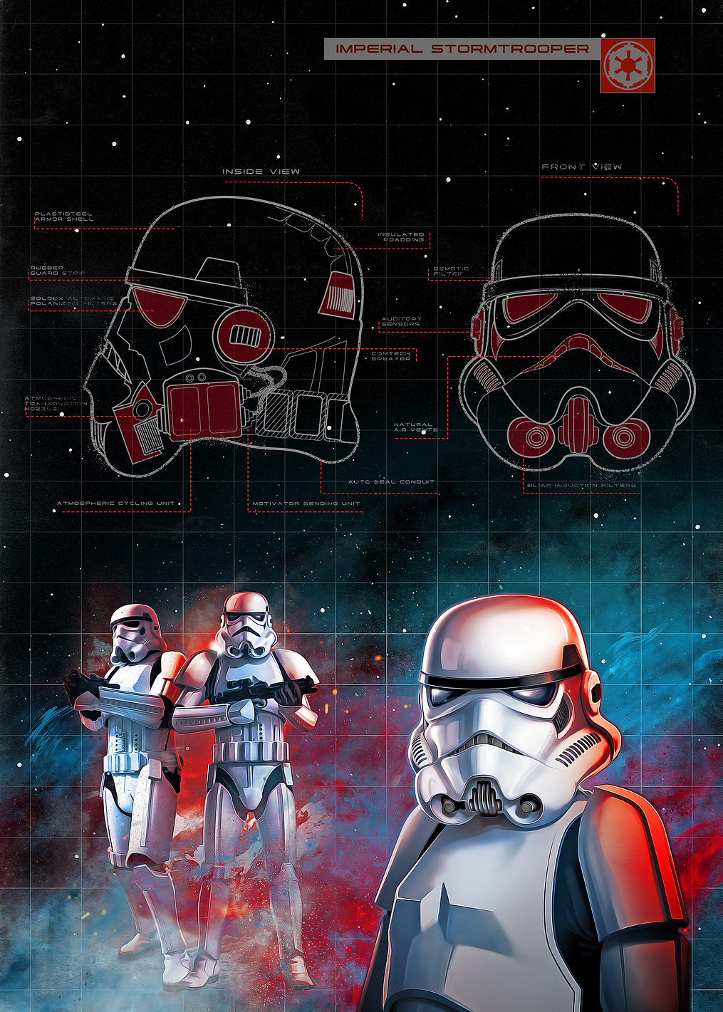 Trooper Helmet Schematic: постер из коллекции Star Wars