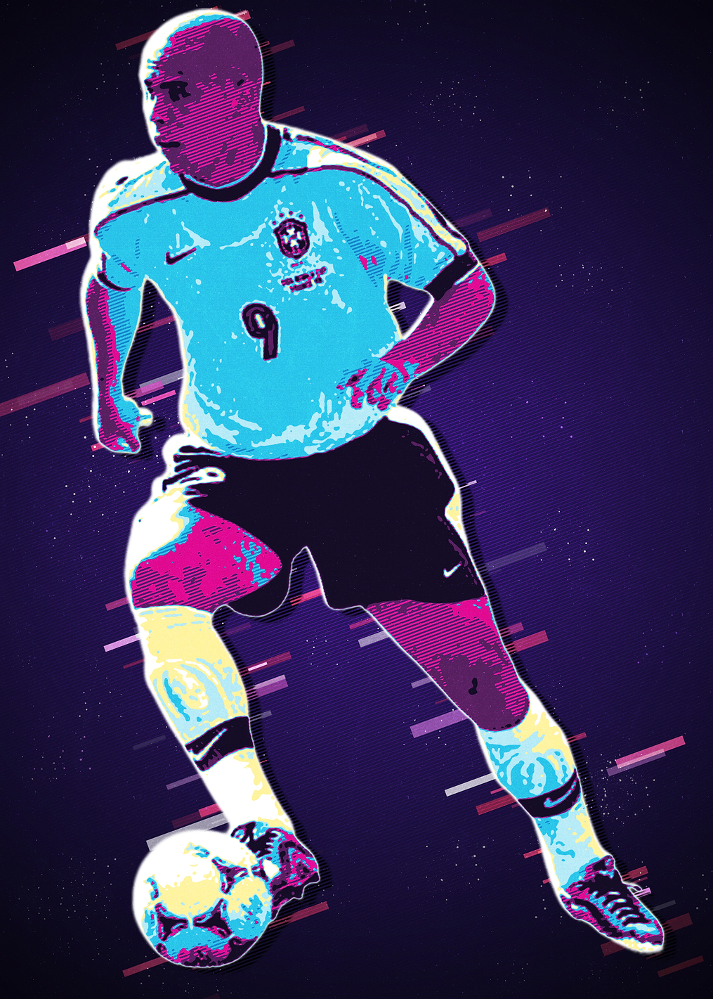Ronaldo Nazario Retro Art: постер из коллекции Роналдо Назарио