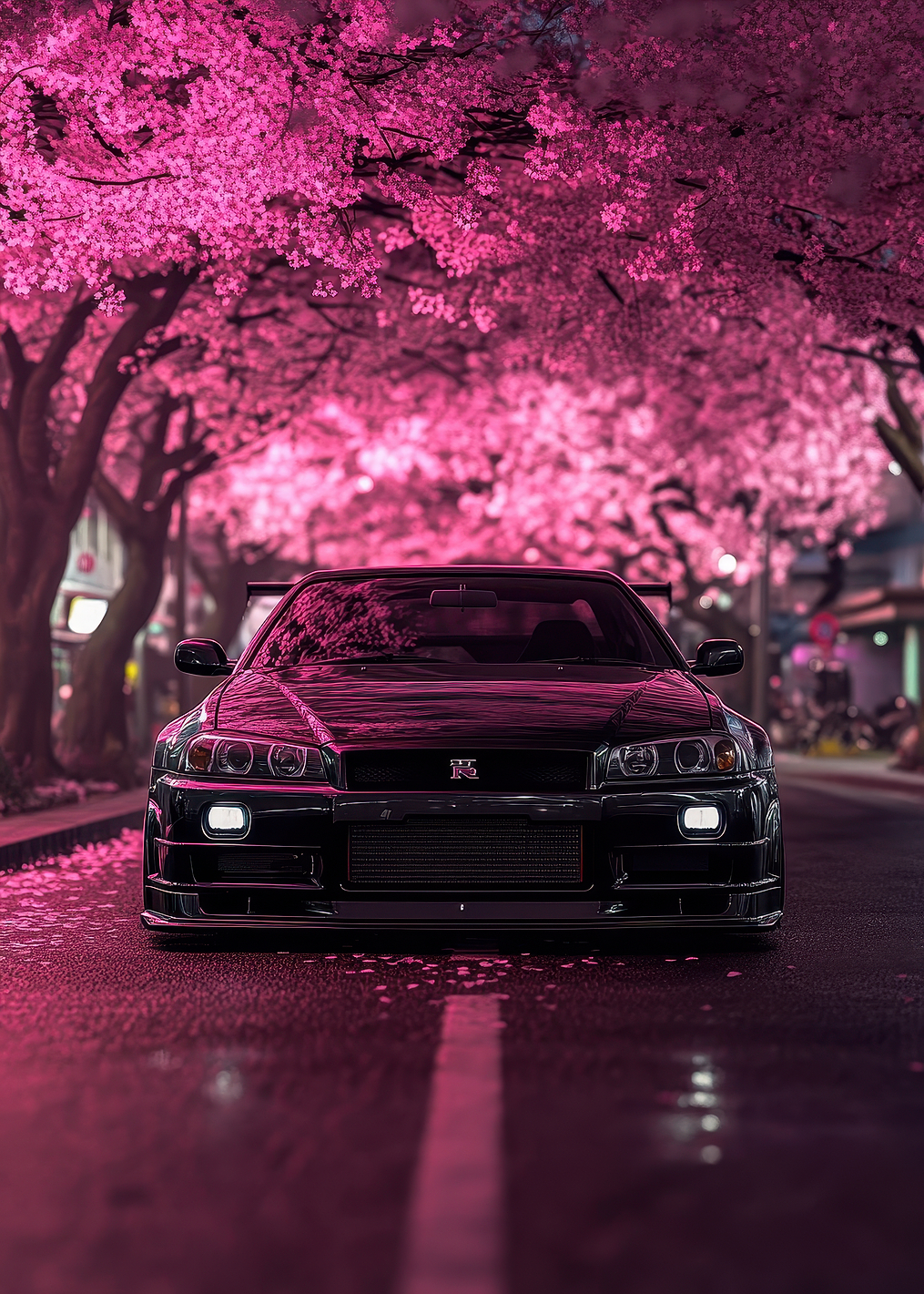 Nissan Skyline R34 Under Cherry Blossoms: постер из коллекции Nissan Skyline R34