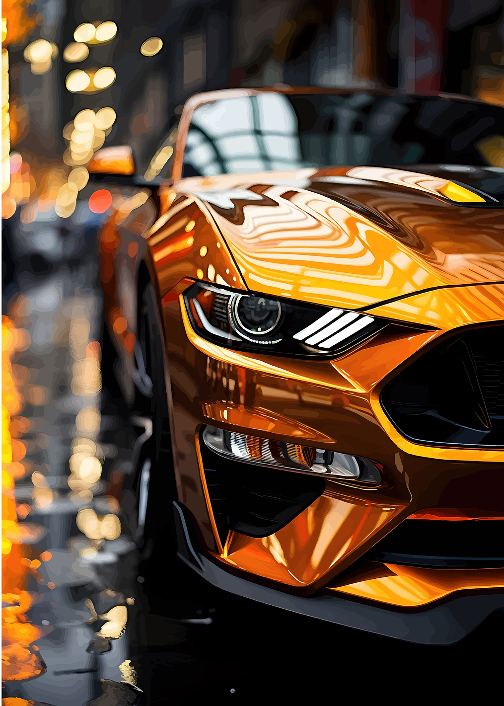 Golden Mustang: постер из коллекции Ford Mustang