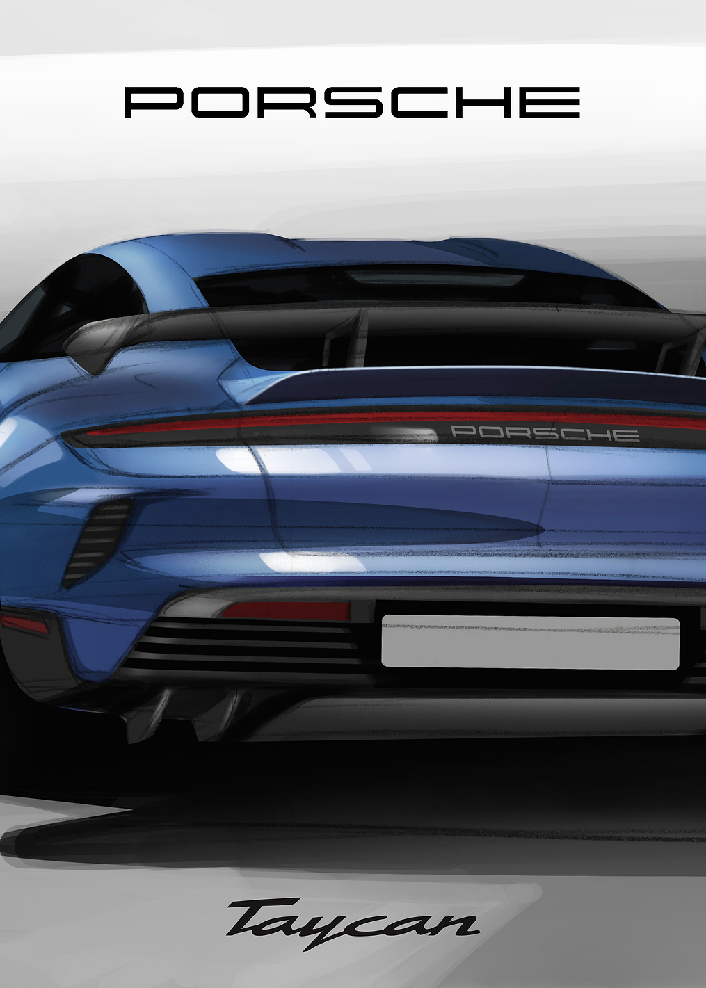 Porsche Taycan Rear View: постер из коллекции Porsche