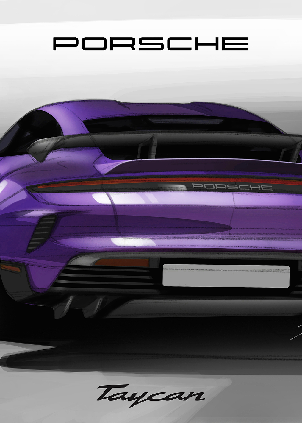 Porsche Taycan Rear View 2: постер из коллекции Porsche