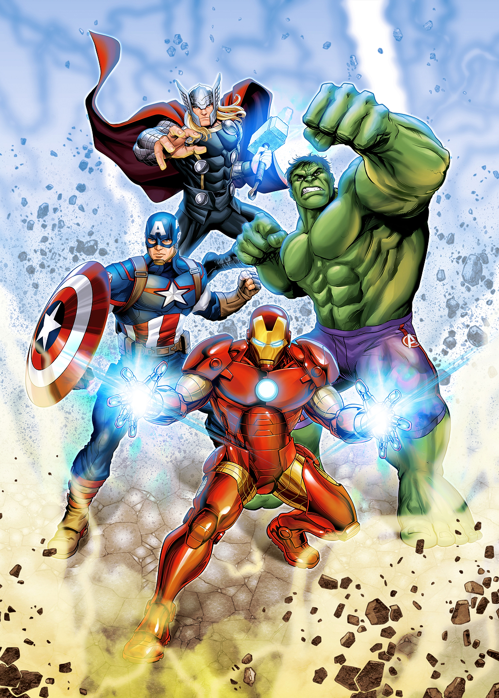 Iron Man Hulk Thor Captain: постер из коллекции Marvel