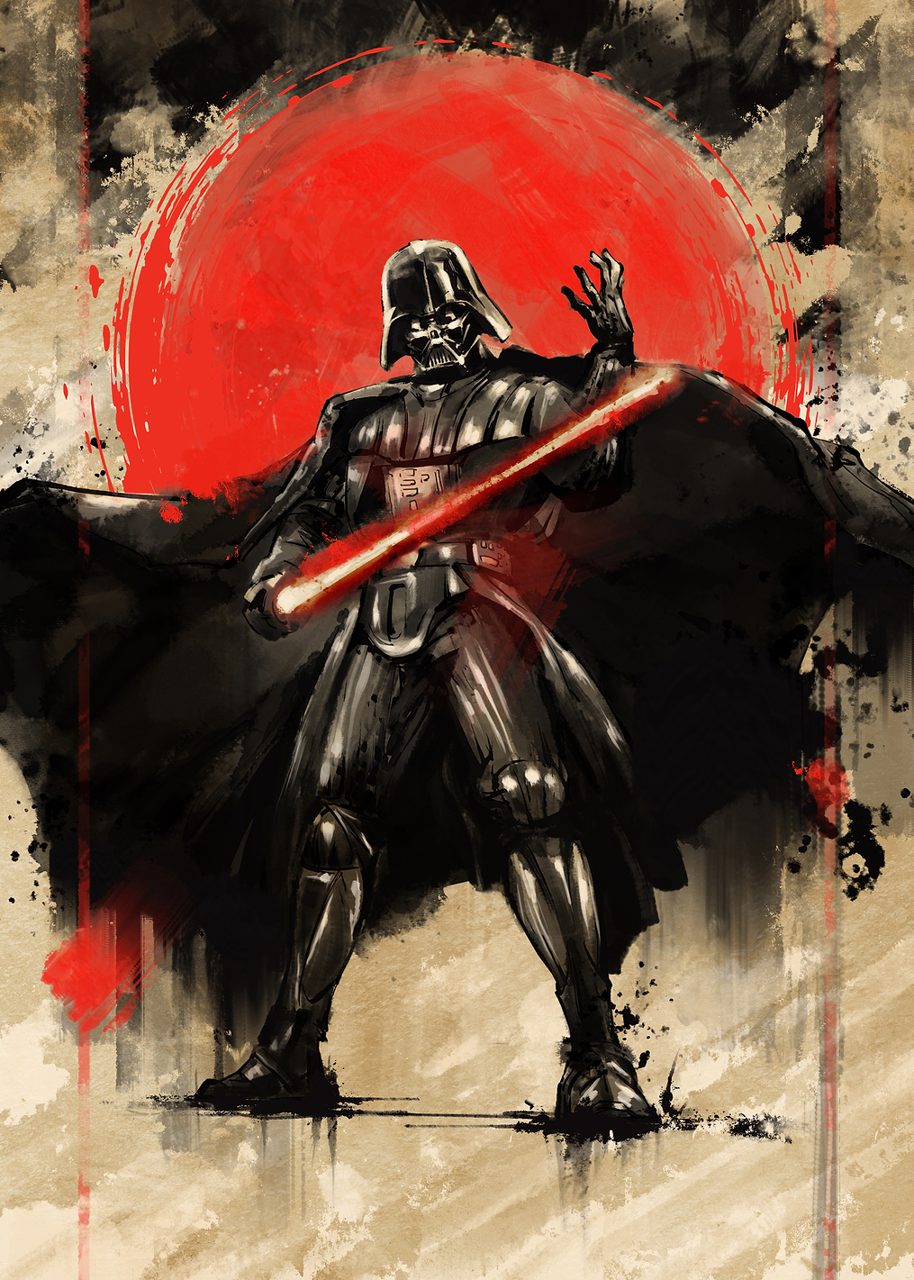 Darth Vader Silhouette in Sumi-e Style: постер из коллекции Star Wars
