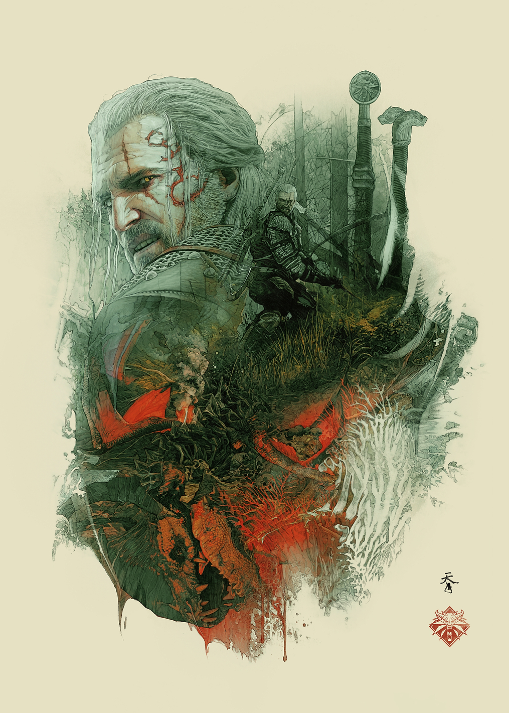The White Wolf by Krzysztof Domaradzki: постер из коллекции The Witcher