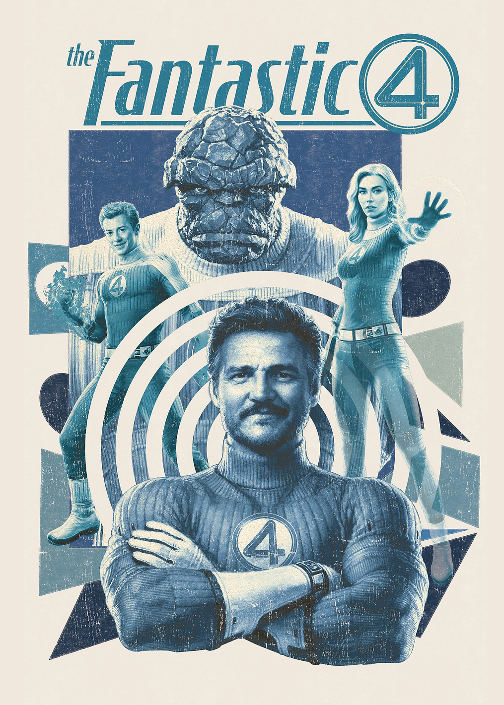 The Fantastic Four First Steps Retro Blue Poster: постер из коллекции Marvel