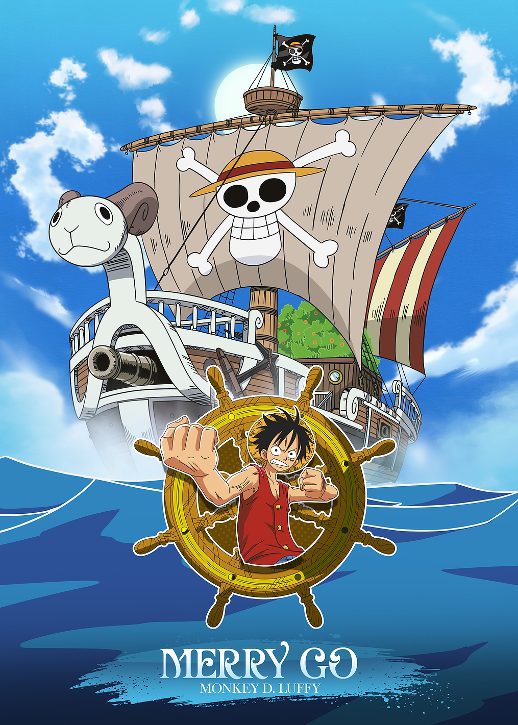 Ship: Merry Go / Captain: Monkey D. Luffy: постер из коллекции One Piece