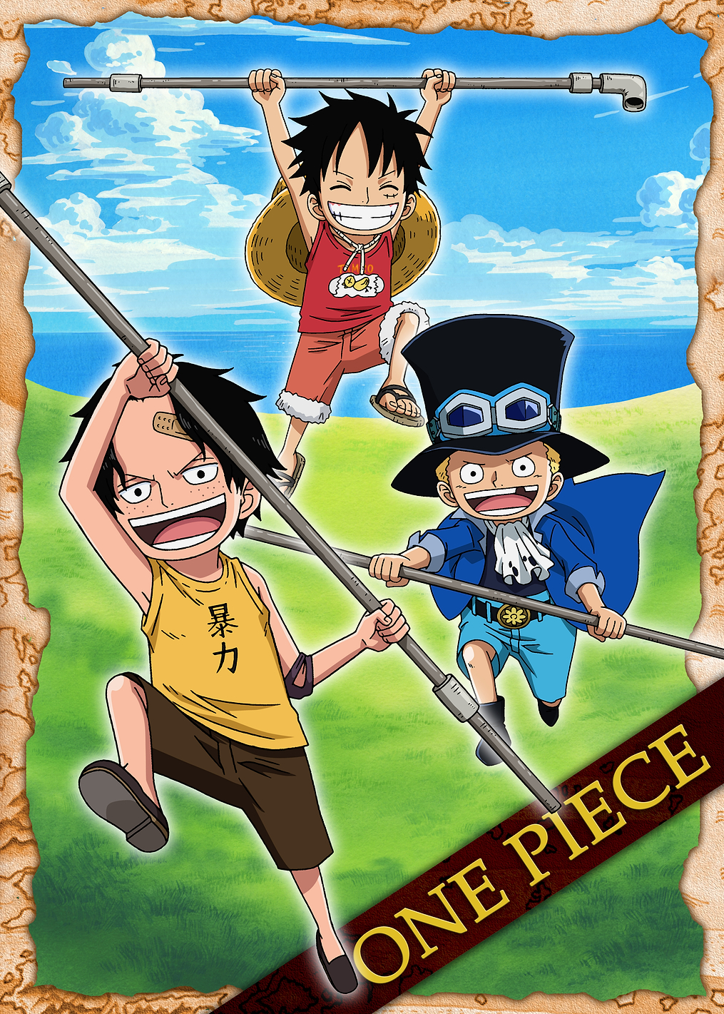 Luffy, Sabo and Ace cheerful play: постер из коллекции One Piece