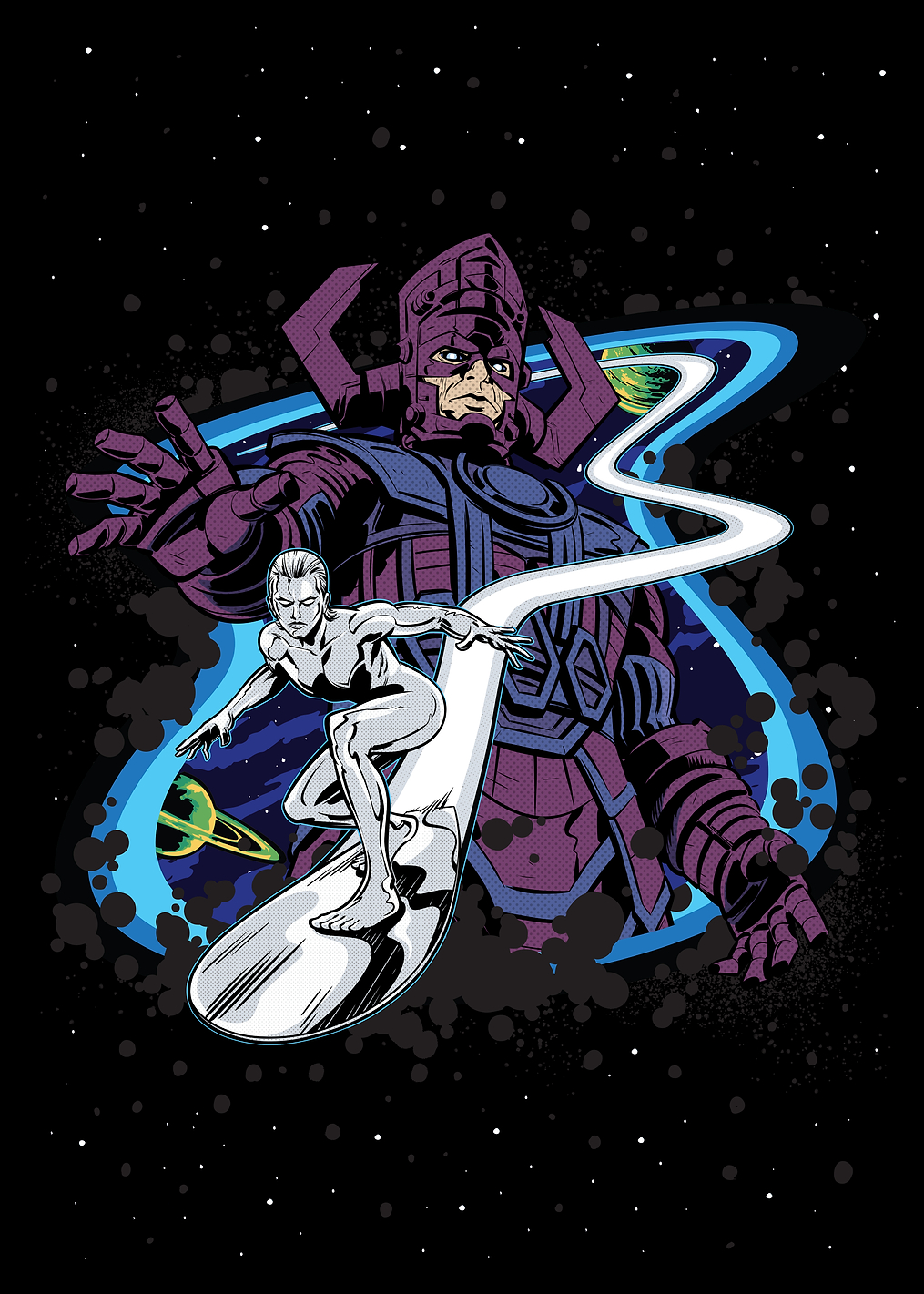 Galactus and Silver Surfer Cosmic Illustration: постер из коллекции Marvel