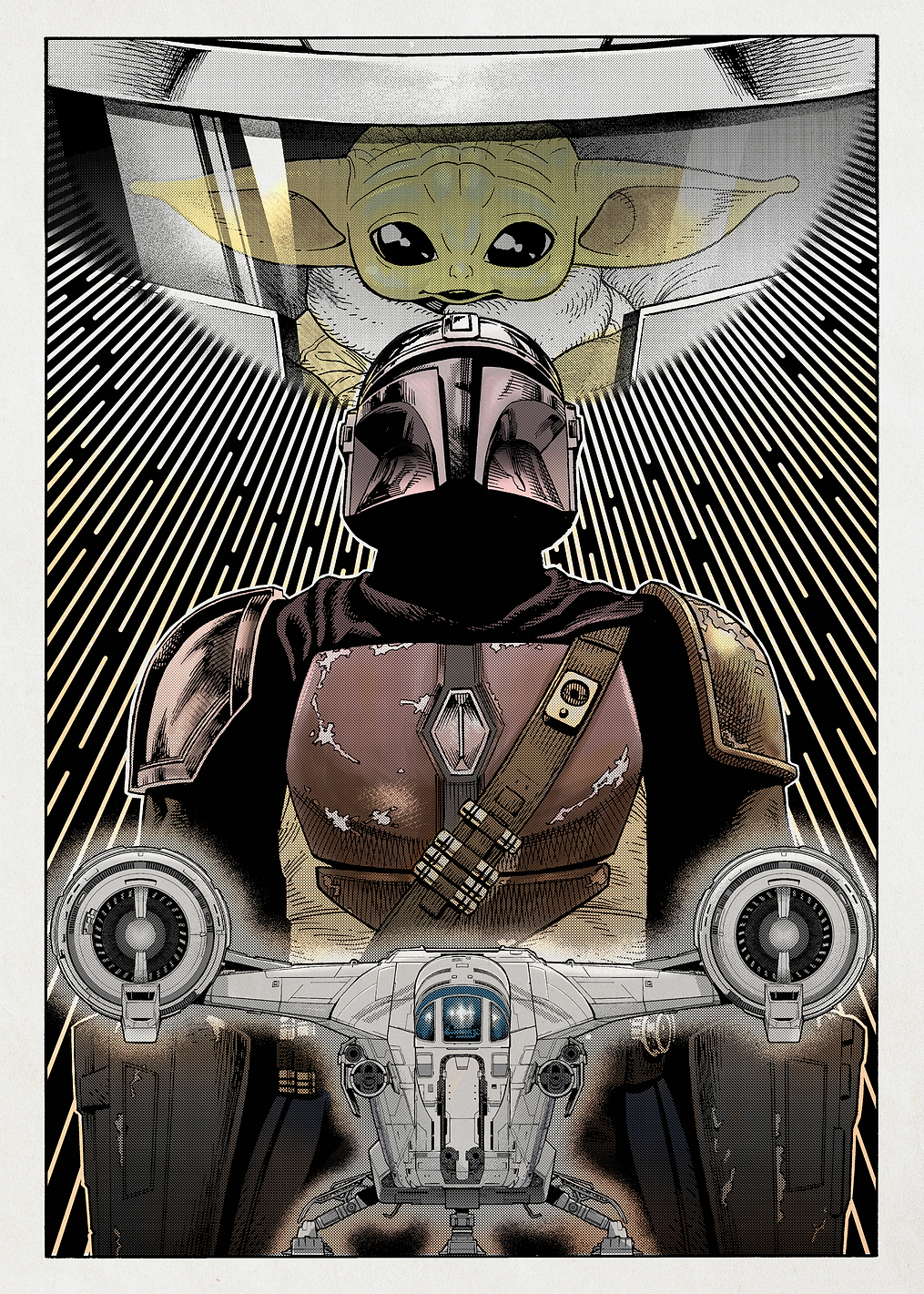 Mandalorian Manga - flying the Razor Crest: постер из коллекции Star Wars