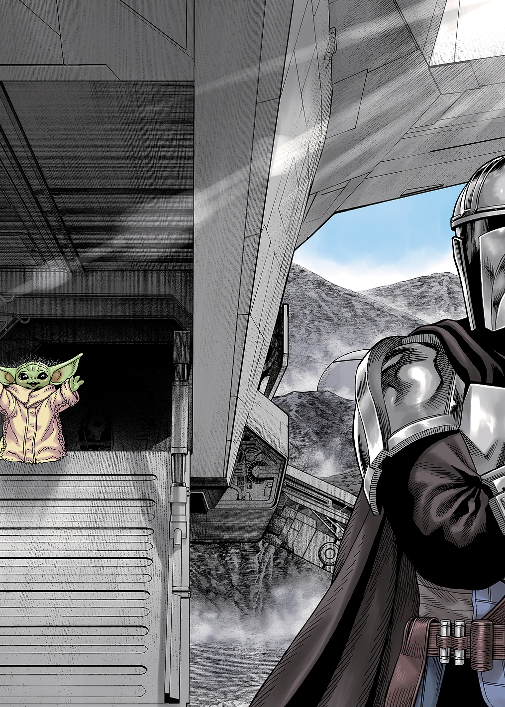 Mandalorian Manga - Grogu in the Razor Crest: постер из коллекции Star Wars