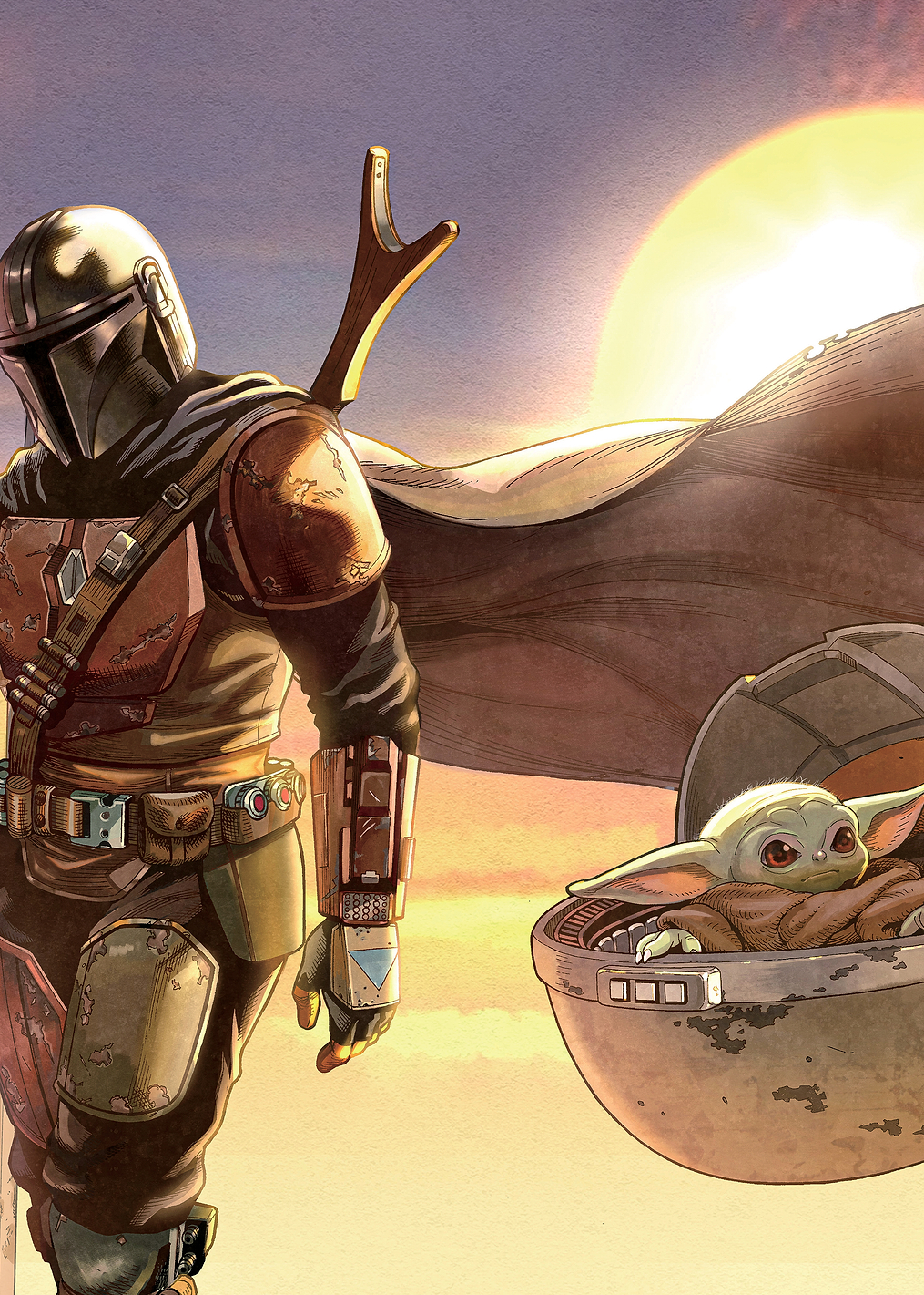 Mandalorian Manga - journey at sunset: постер из коллекции Star Wars