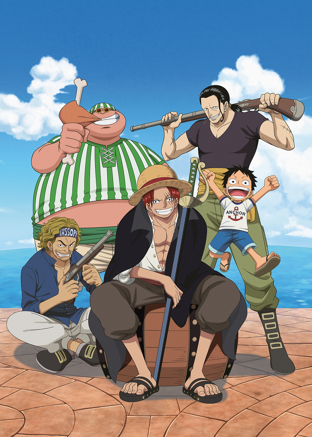East Blue Young Luffy and Red-Hair Pirates: постер из коллекции One Piece