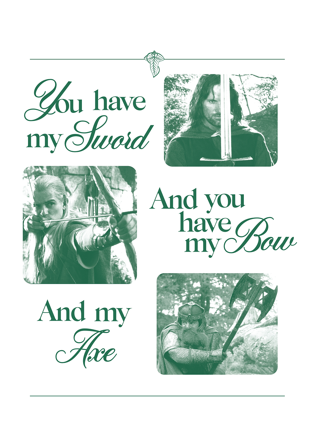 The Lord of the Rings Collage: Sword, Bow, and Axe: постер из коллекции Middle-earth