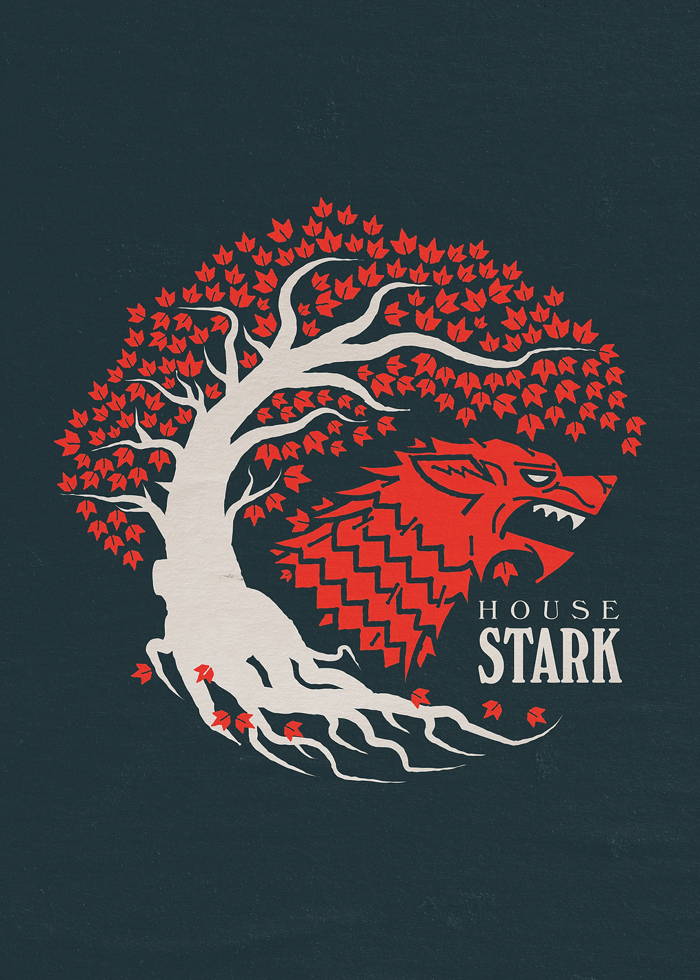House Stark: Direwolf and Weirwood: постер из коллекции Game of Thrones