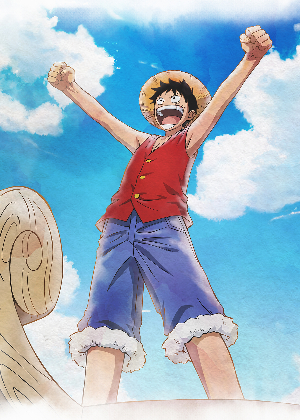 Iconic Watercolor Luffy's Adventure Beginning: постер из коллекции One Piece