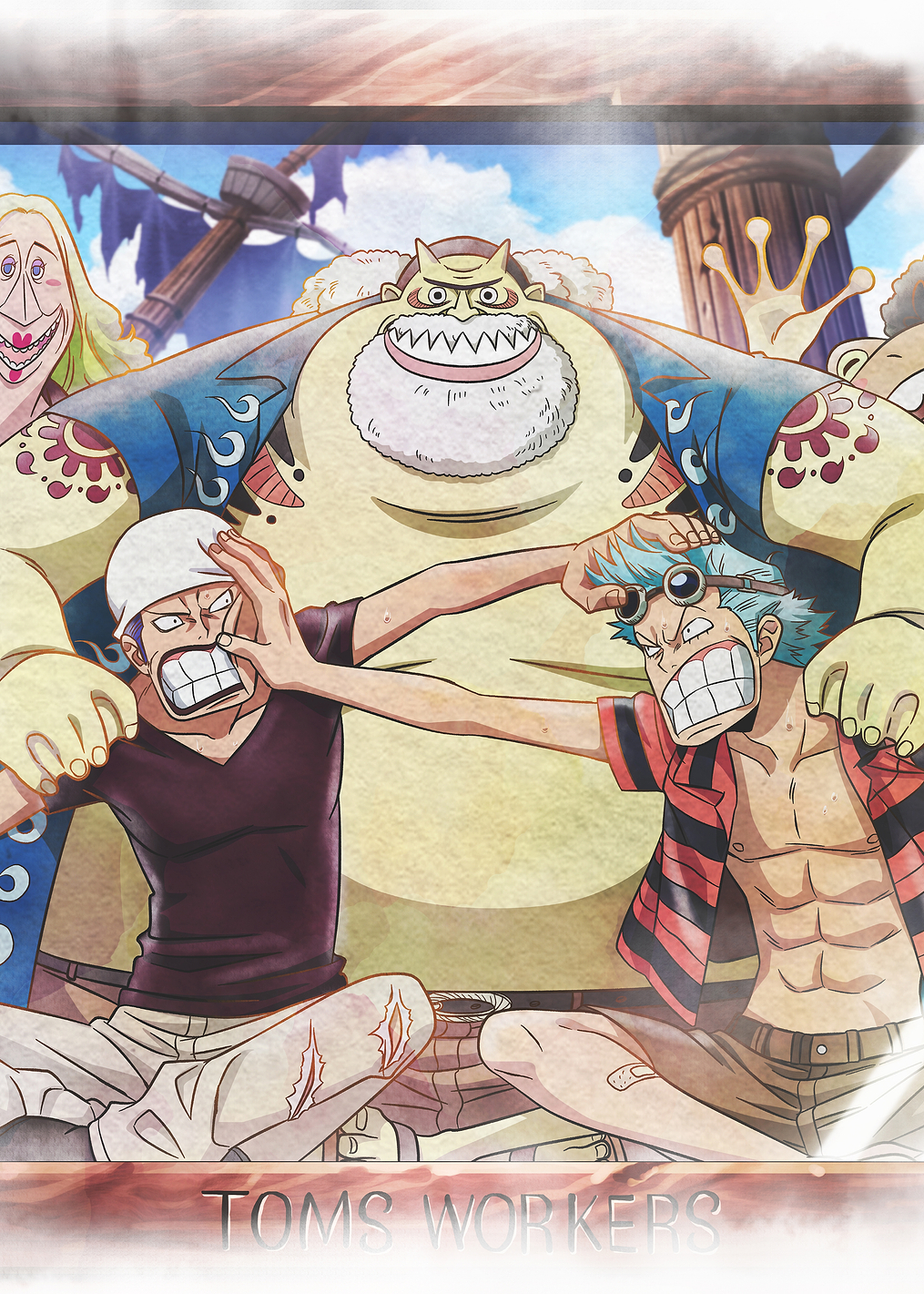 Iconic Watercolor Franky and Toms Workers: постер из коллекции One Piece