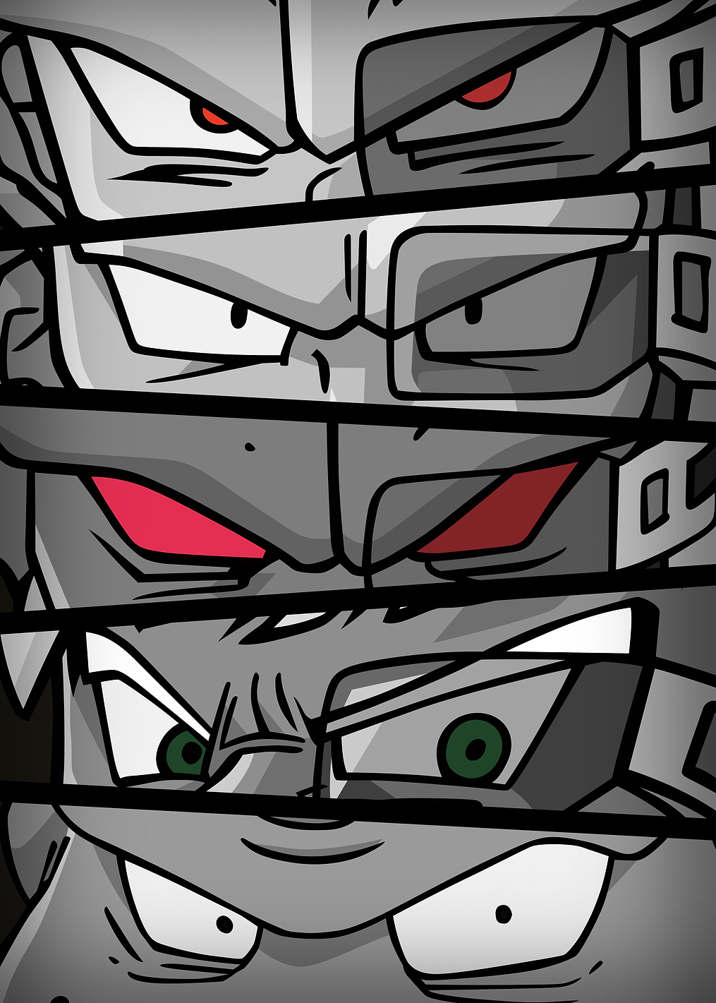 DBZ Eyes Ginyu Force BW: постер из коллекции Dragon Ball Z