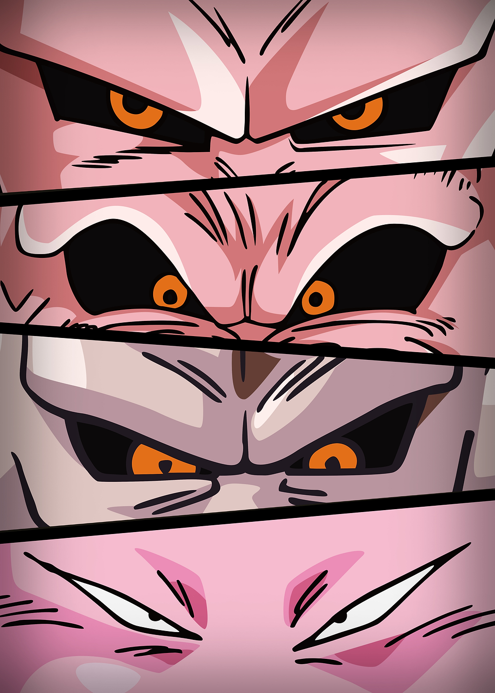 DBZ Eyes Buu Forms: постер из коллекции Dragon Ball Z