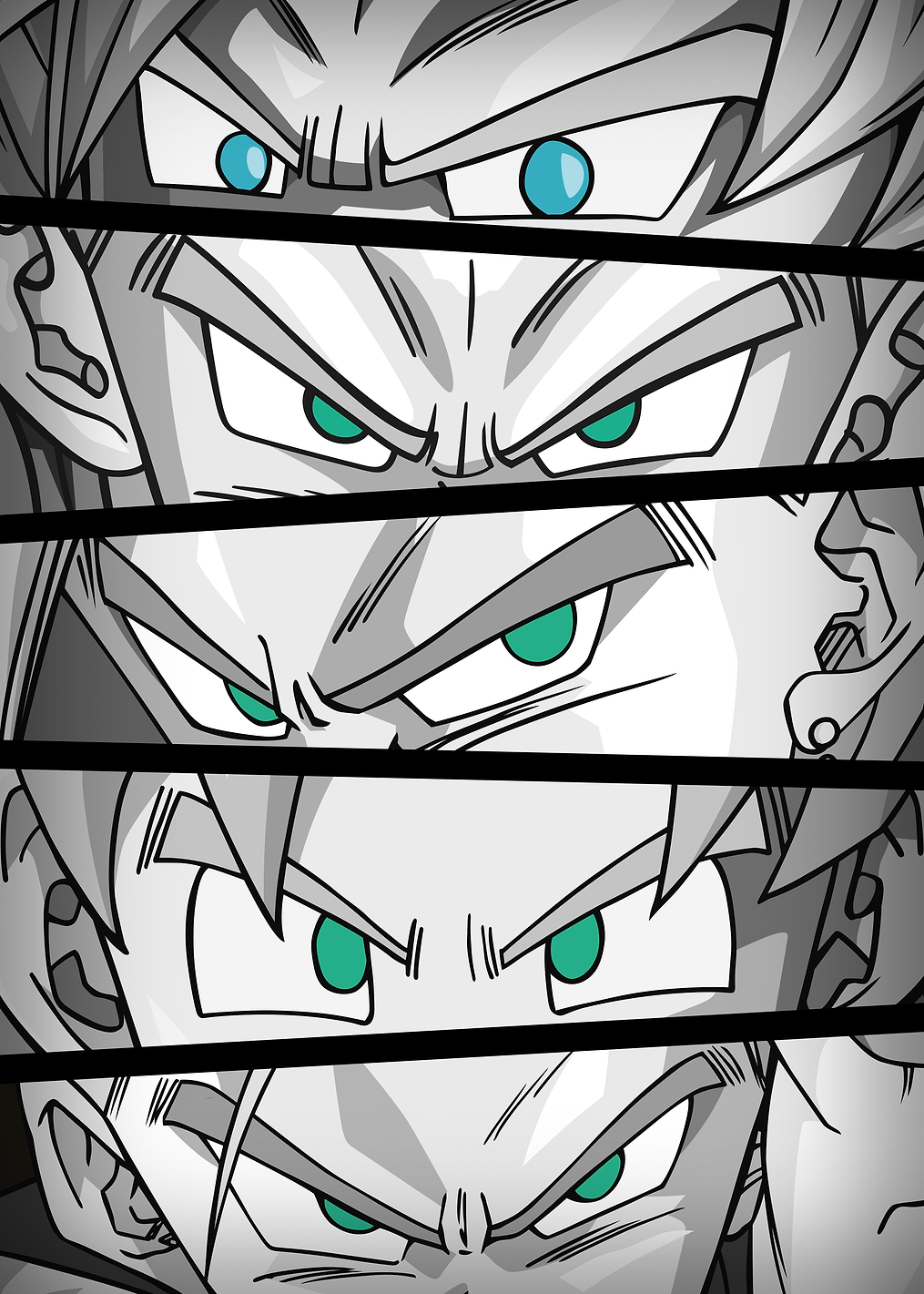 DBZ Eyes Super Saiyans BW: постер из коллекции Dragon Ball Z