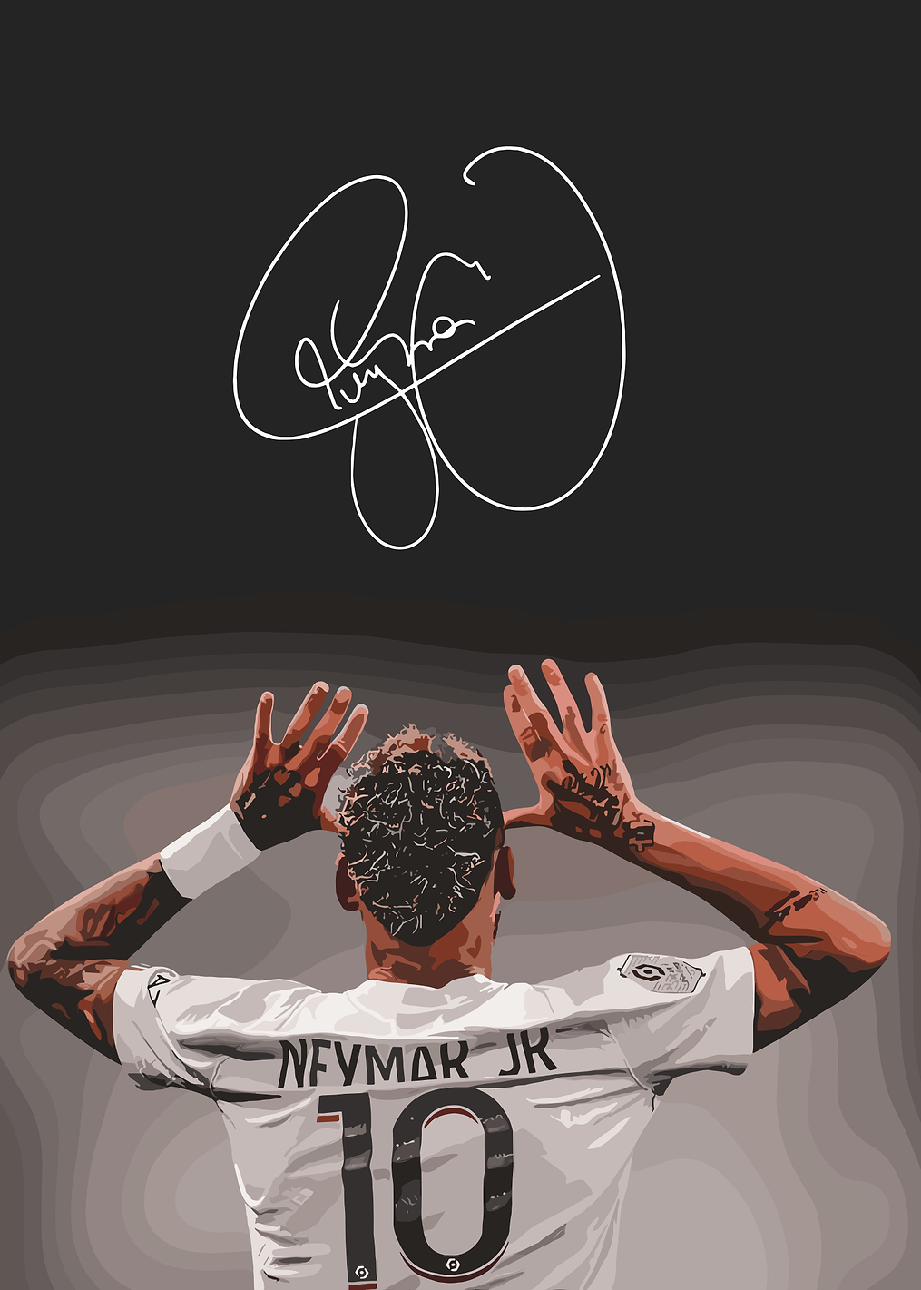 Neymar Jr. Illustration with Signature: постер из коллекции Неймар